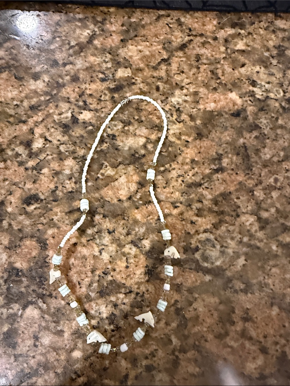 White Beaded Dolphin Charm Necklace - Women Jewelry